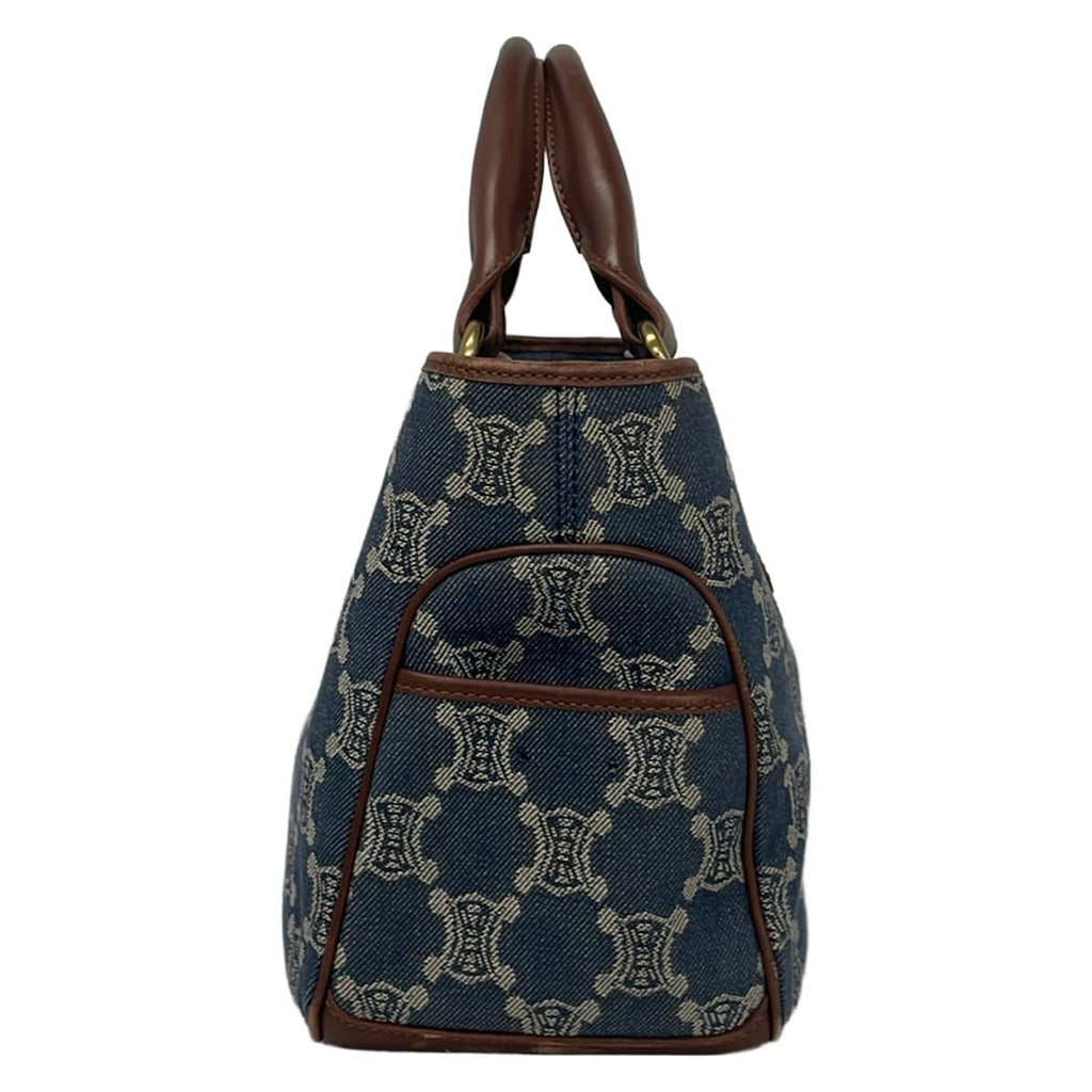 Celine Tote Bag Paris Macadam Boogie Navy Ivory Dark Brown Leather — view 2