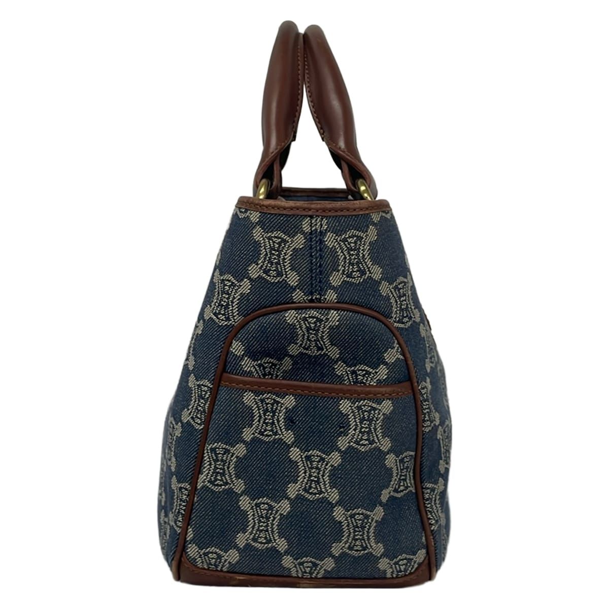 Celine Tote Bag Paris Macadam Boogie Navy Ivory Dark Brown Leather — view 2