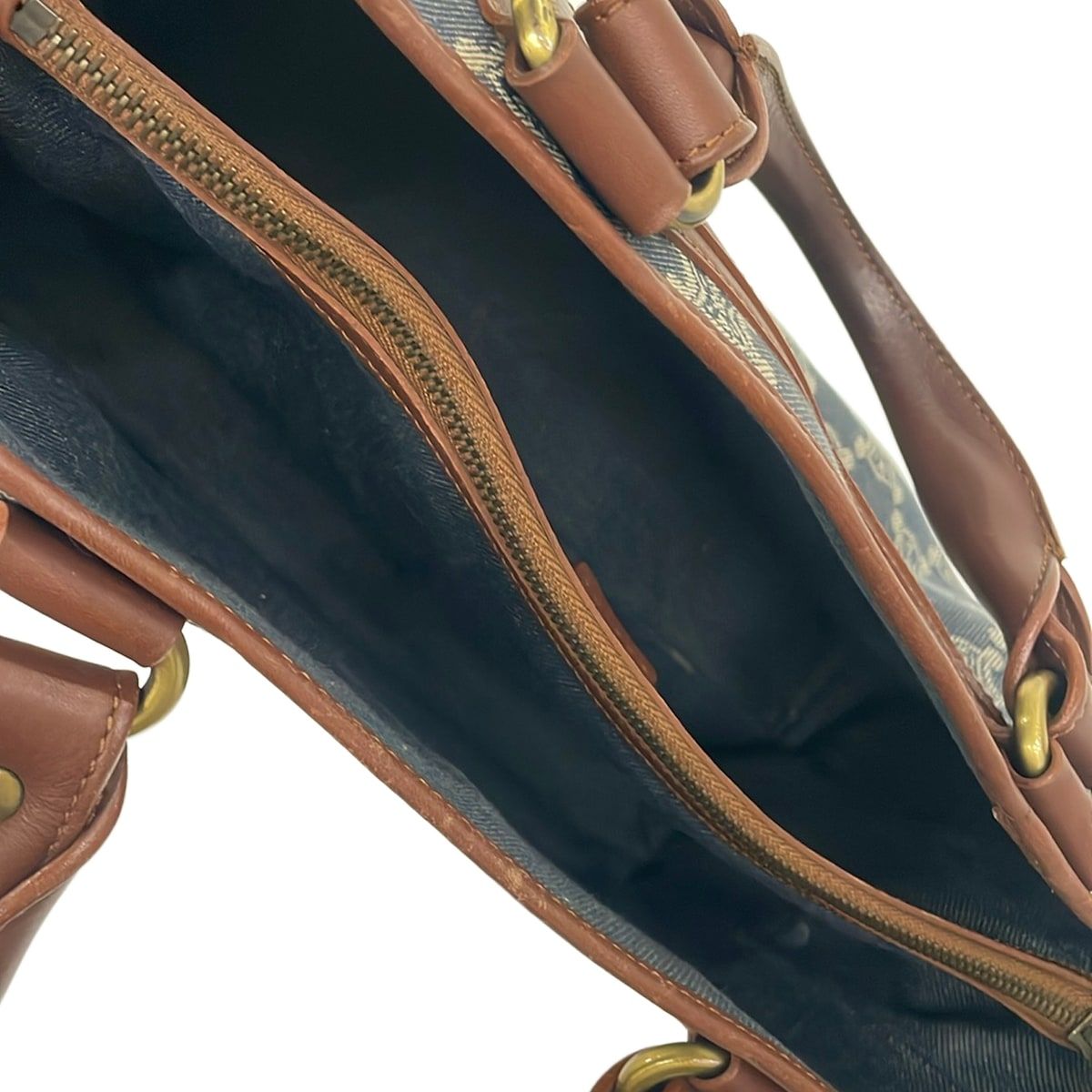 Celine Tote Bag Paris Macadam Boogie Navy Ivory Dark Brown Leather — view 7