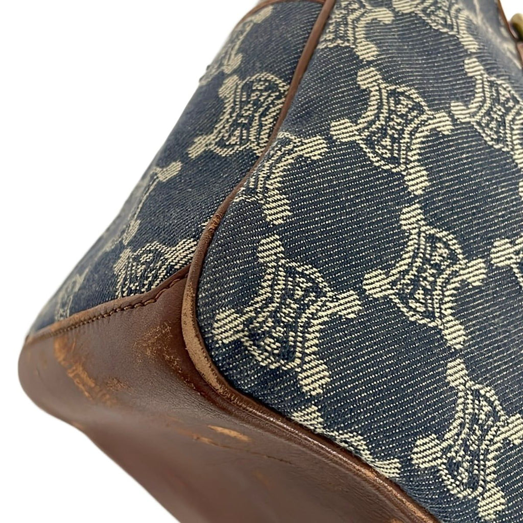 Celine Tote Bag Paris Macadam Boogie Navy Ivory Dark Brown Leather — view 6