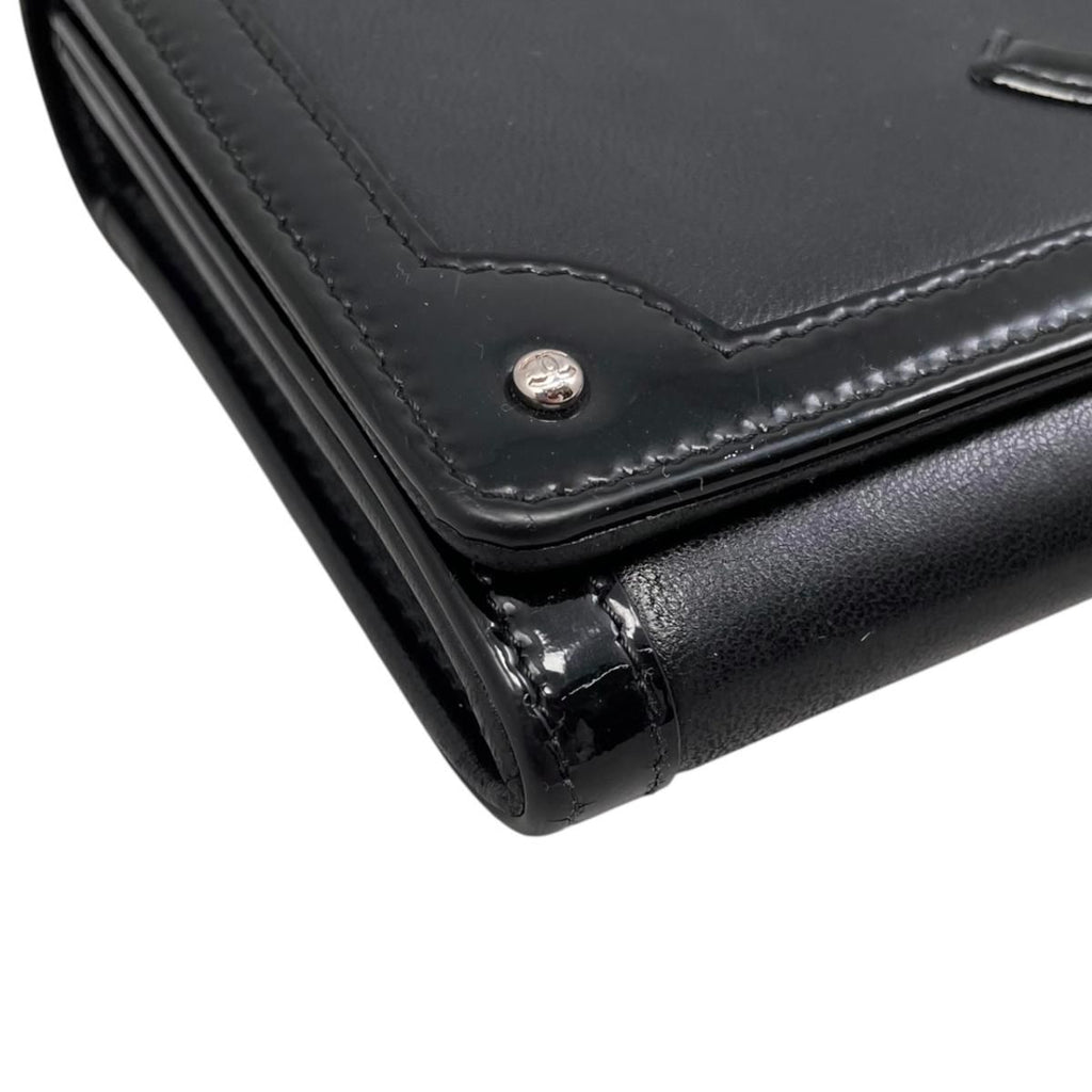 Chanel Bifold Wallet Patent CC Logo Leather Black Silver — view 3