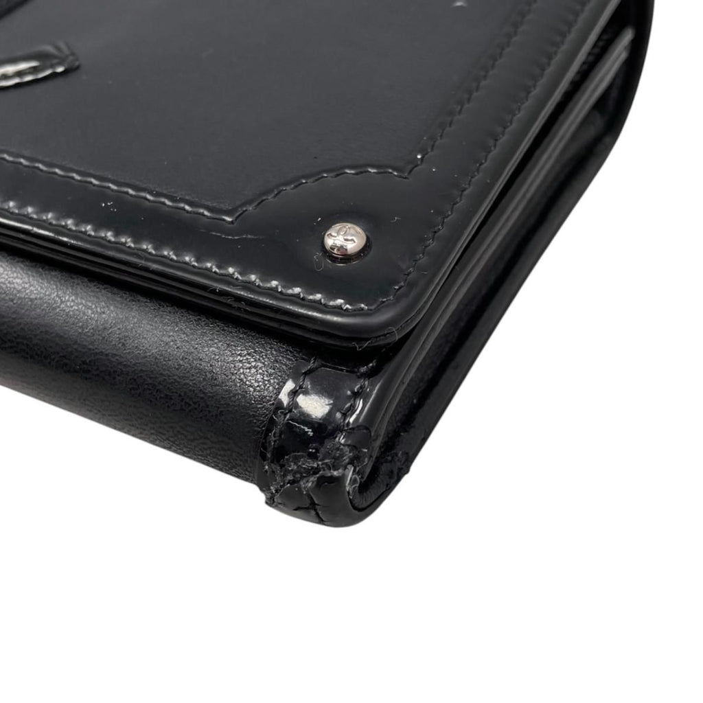 Chanel Bifold Wallet Patent CC Logo Leather Black Silver — view 4