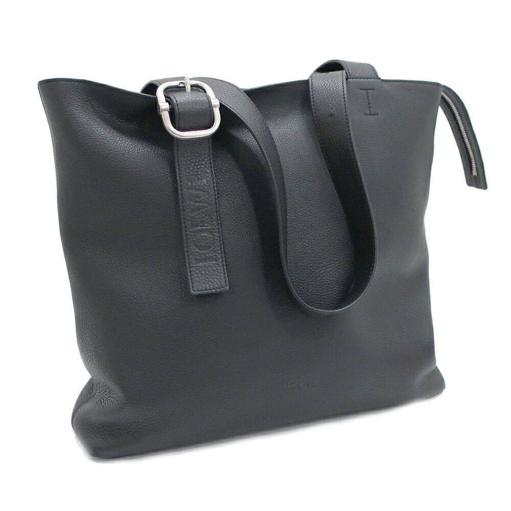 Loewe Ten Loop Zip Tote Bag Black Silver Supplement Grain Calf Leather — view 3