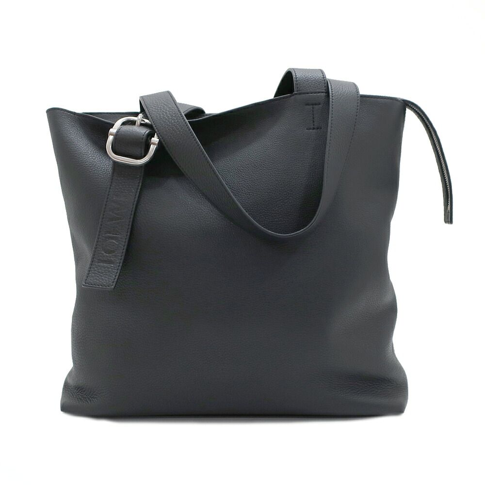Loewe Ten Loop Zip Tote Bag Black Silver Supplement Grain Calf Leather