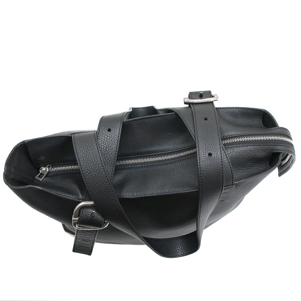 Loewe Ten Loop Zip Tote Bag Black Silver Supplement Grain Calf Leather — view 5