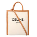 Celine Small Vertical Cabas Shoulder Bag Canvas White Paleo