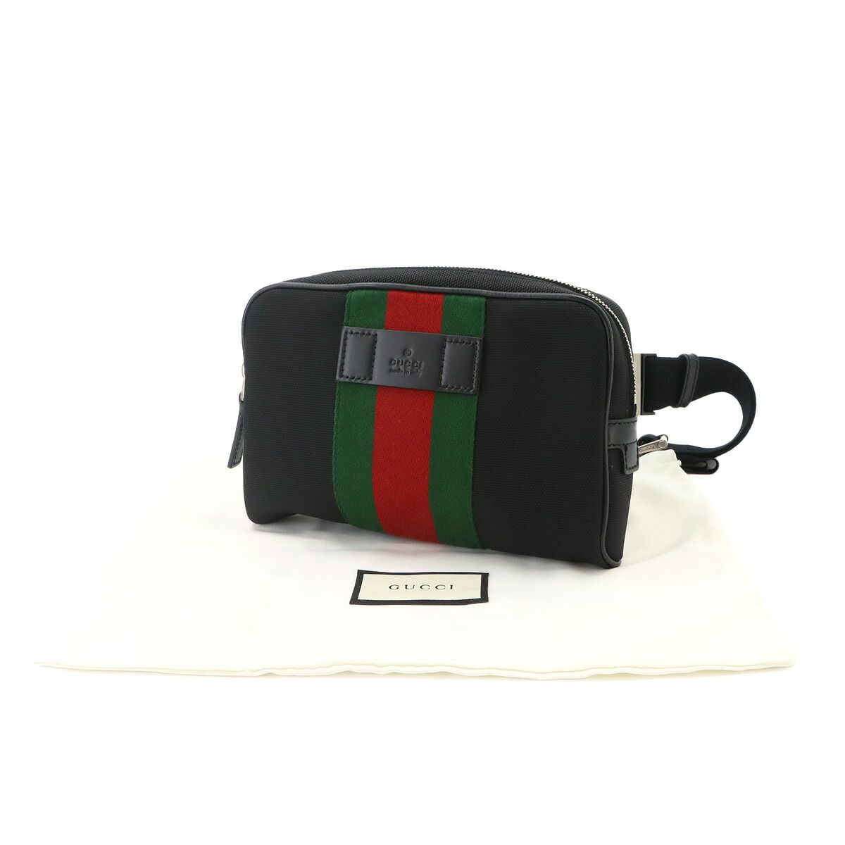 Gucci Sherry Line Belt Bag Canvas Leather Black Silver — view 2