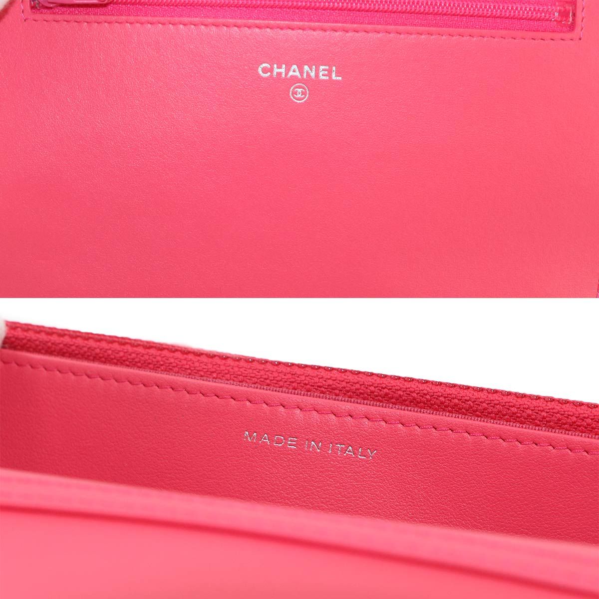 Chanel Camellia Chain Wallet Bifold Leather Pink Shoulder Bag — view 8