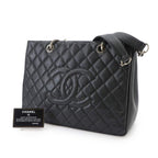Chanel Quilted Grand Shopping Chain Tote Bag GST Caviar Leather Black — view 2