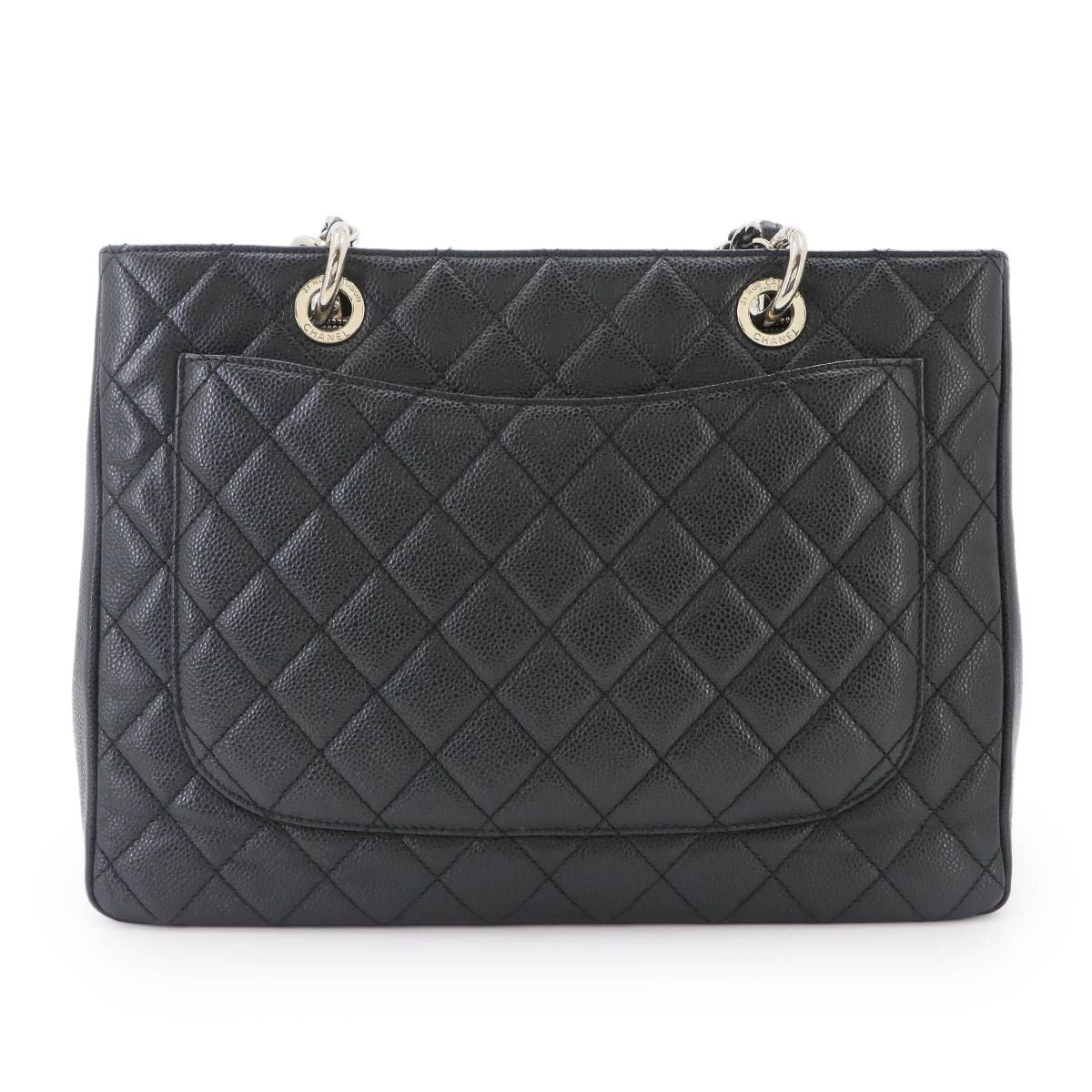 Chanel Quilted Grand Shopping Chain Tote Bag GST Caviar Leather Black — view 3