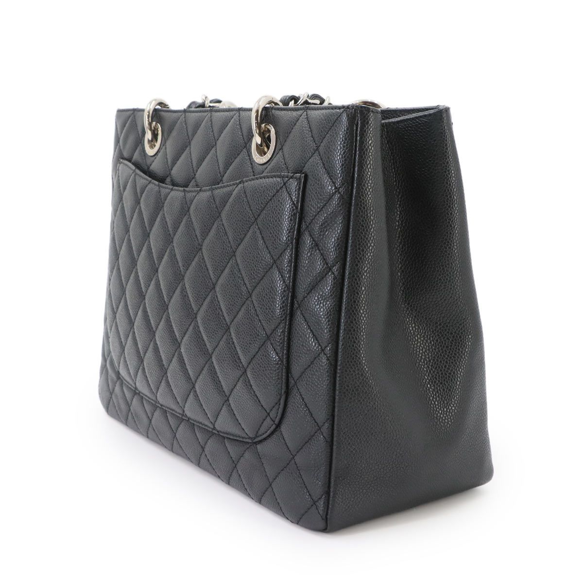Chanel Quilted Grand Shopping Chain Tote Bag GST Caviar Leather Black — view 4