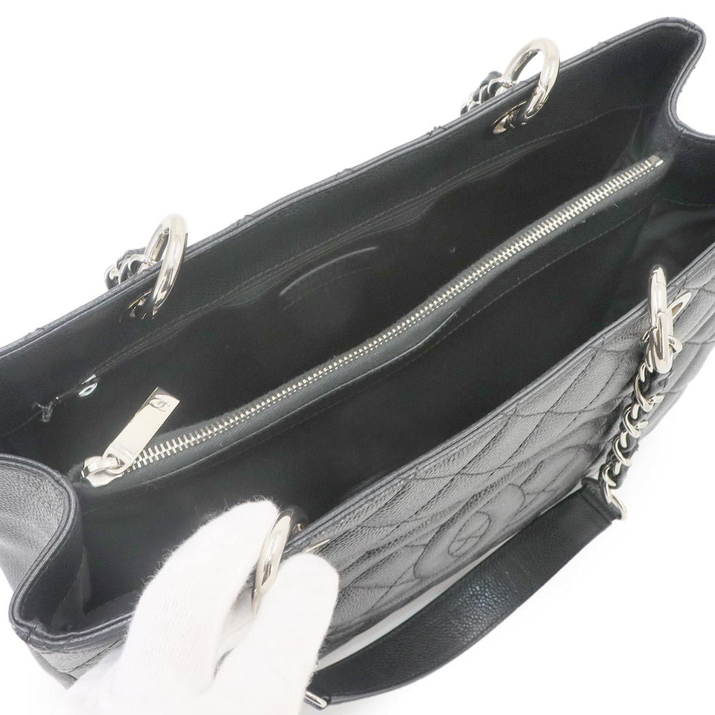 Chanel Quilted Grand Shopping Chain Tote Bag GST Caviar Leather Black — view 7