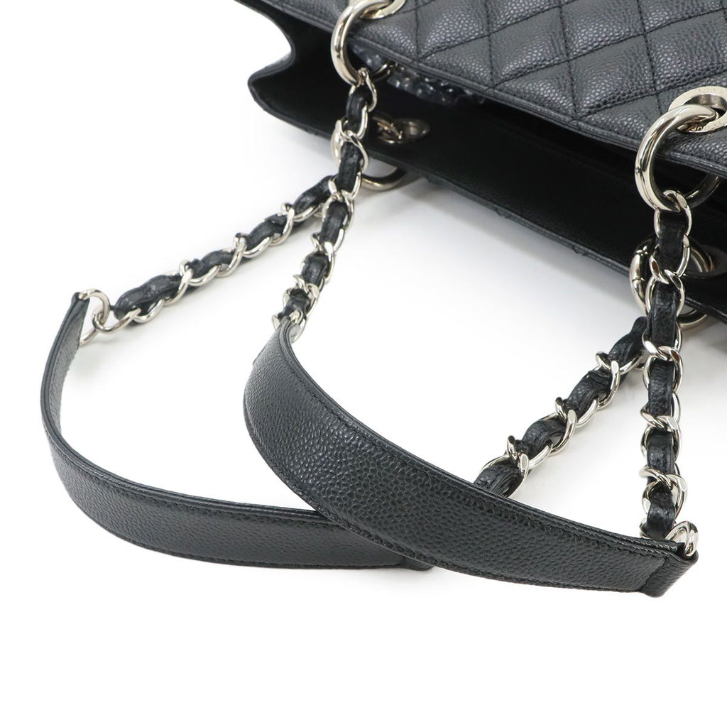 Chanel Quilted Grand Shopping Chain Tote Bag GST Caviar Leather Black — view 6