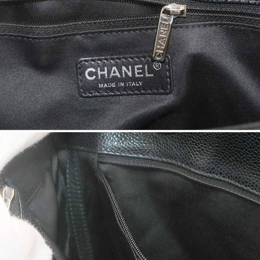 Chanel Quilted Grand Shopping Chain Tote Bag GST Caviar Leather Black — view 8