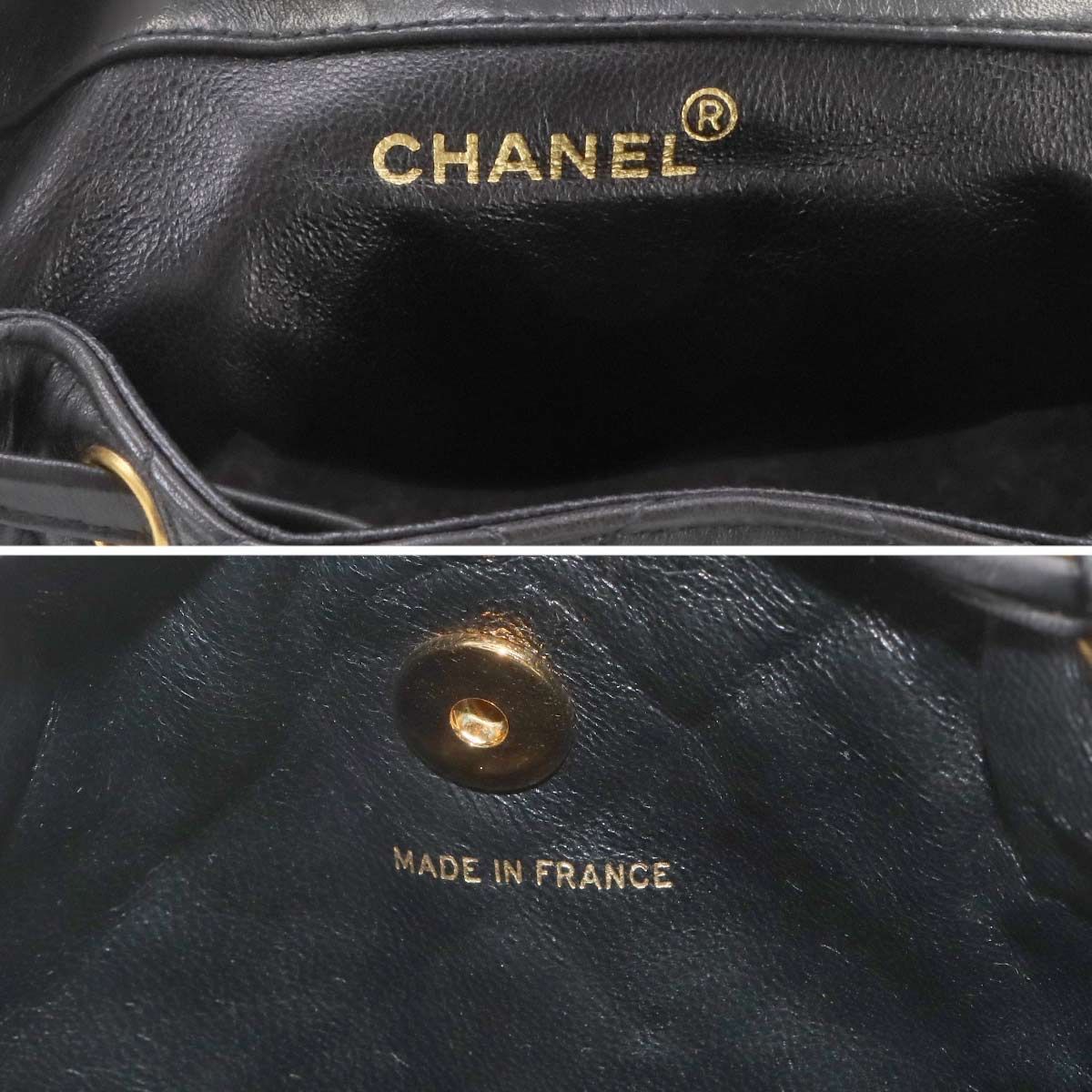 Chanel Quilted Chain Backpack Lambskin Black Vintage Gold Duma — view 7