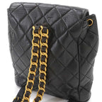 Chanel Quilted Chain Backpack Lambskin Black Vintage Gold Duma — view 8
