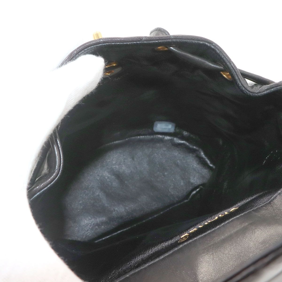 Chanel Quilted Chain Backpack Lambskin Black Vintage Gold Duma — view 6