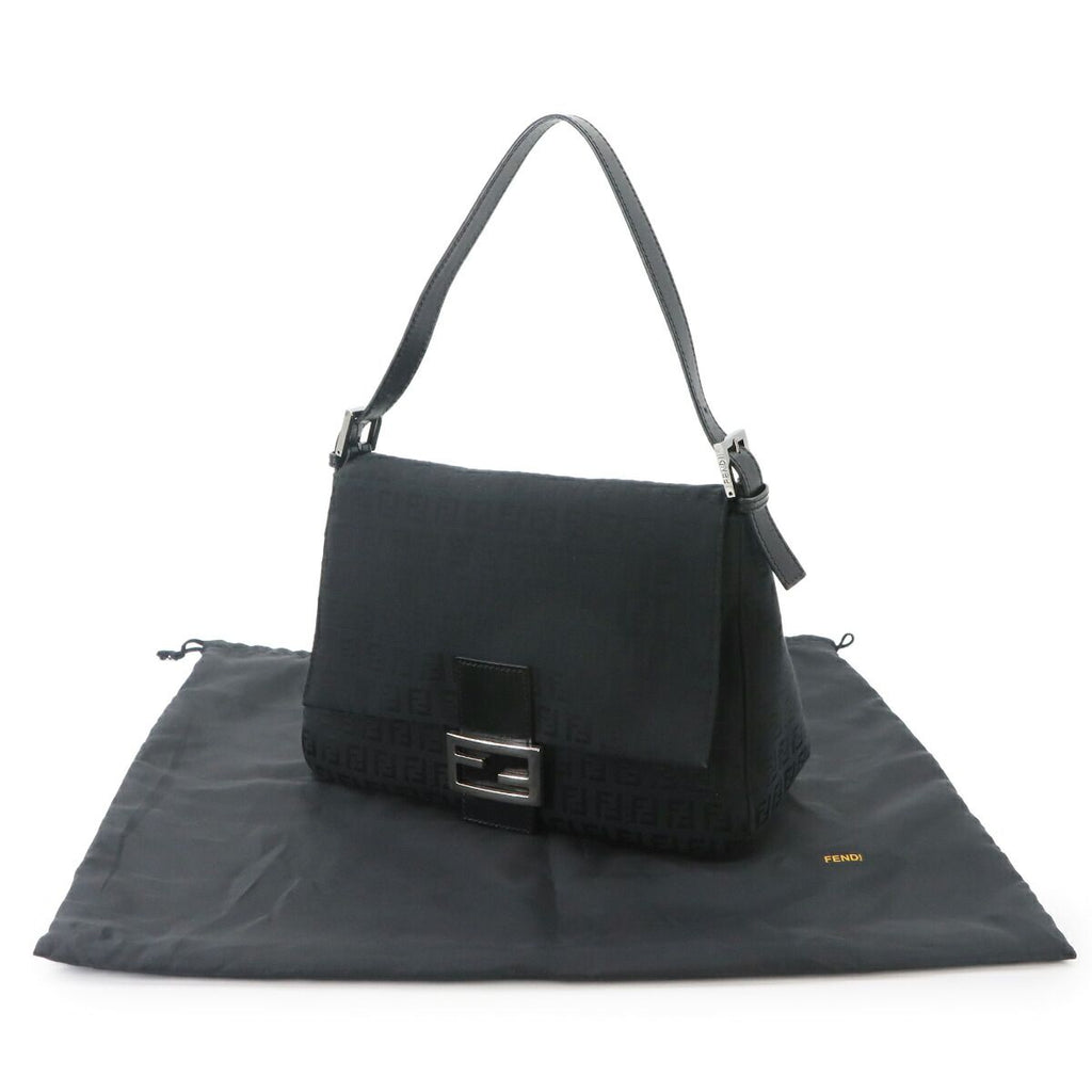 Fendi Zucchino Mamma Bucket Shoulder Bag Canvas Black Silver — view 2