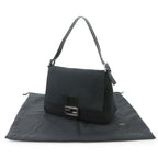 Fendi Zucchino Mamma Bucket Shoulder Bag Canvas Black Silver — view 2