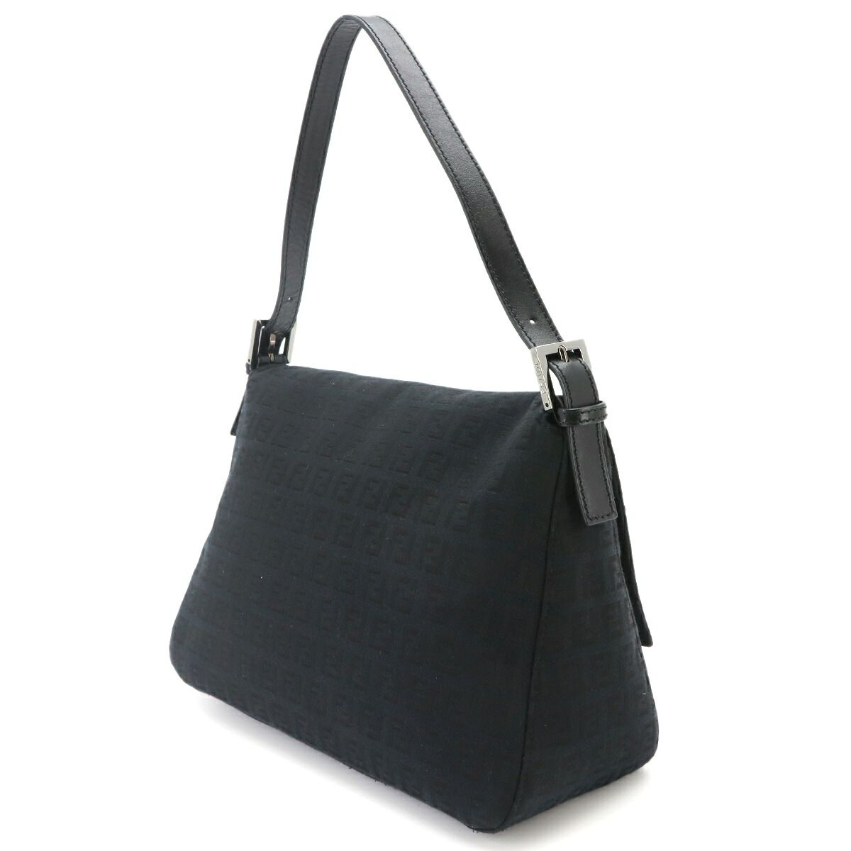Fendi Zucchino Mamma Bucket Shoulder Bag Canvas Black Silver — view 4