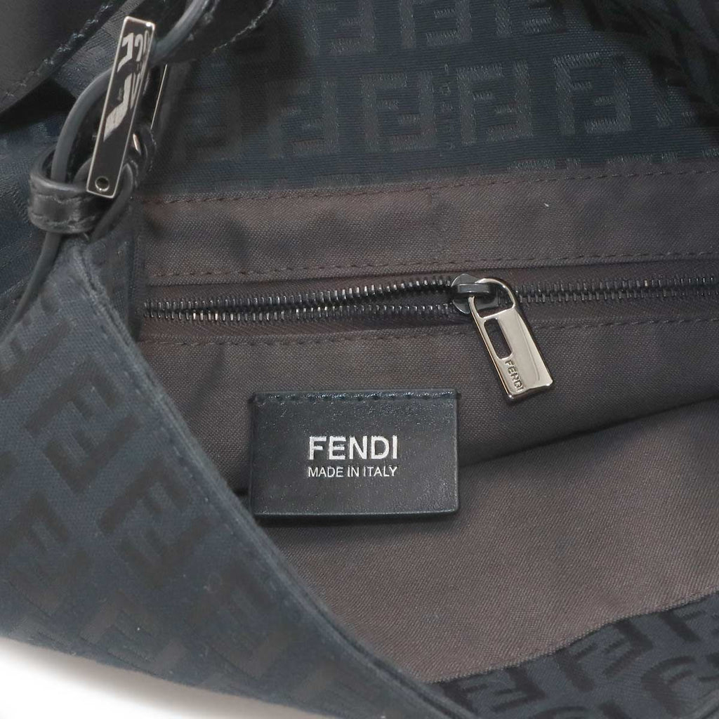 Fendi Zucchino Mamma Bucket Shoulder Bag Canvas Black Silver — view 8