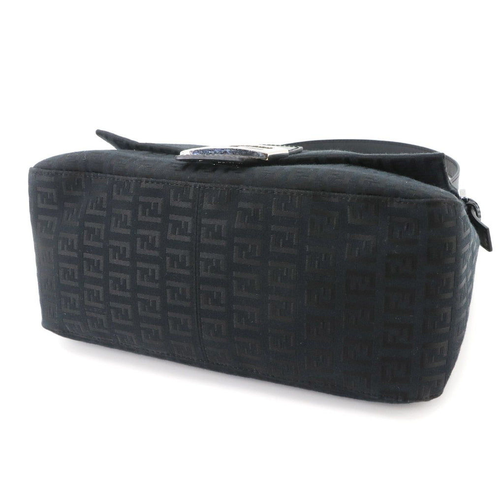 Fendi Zucchino Mamma Bucket Shoulder Bag Canvas Black Silver — view 5