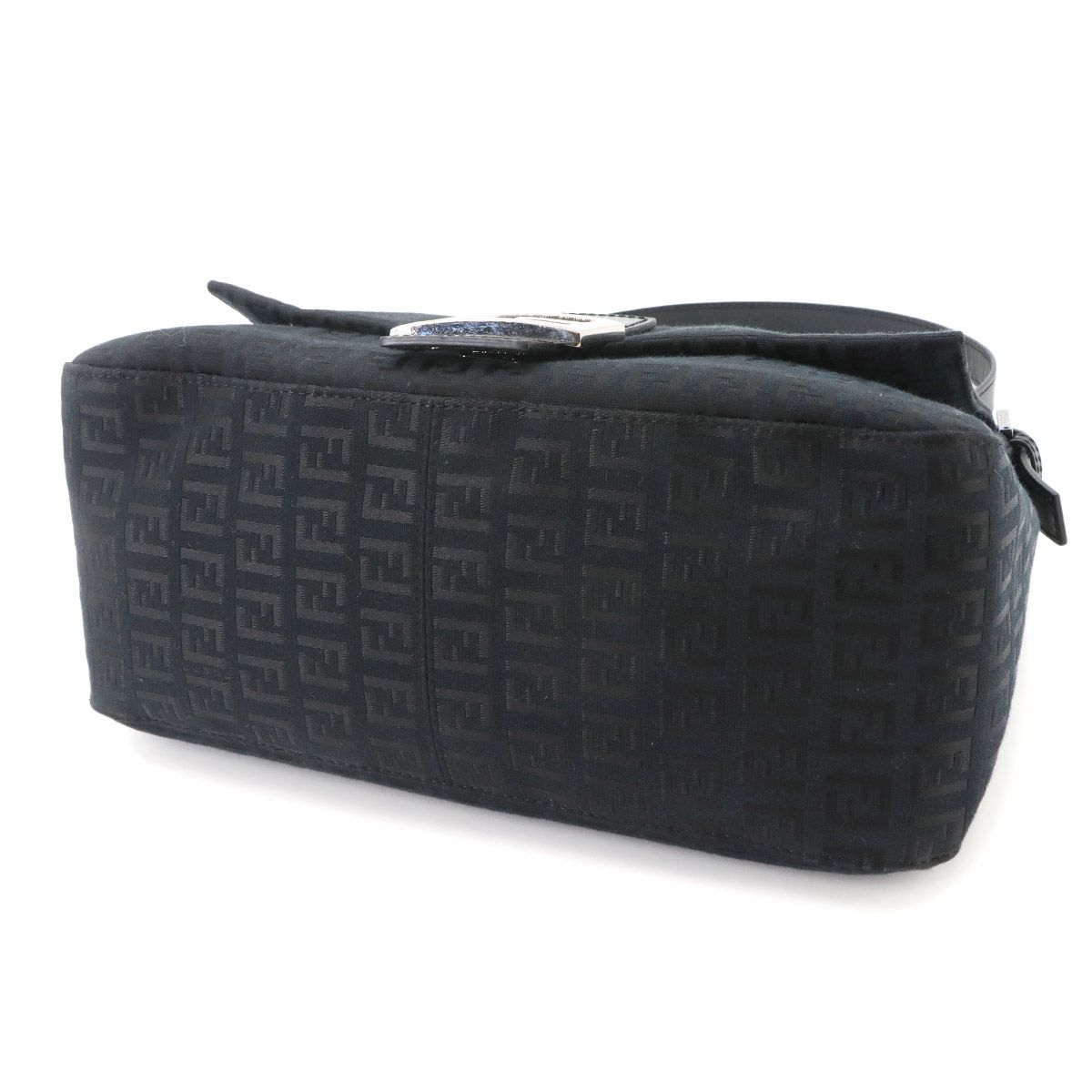 Fendi Zucchino Mamma Bucket Shoulder Bag Canvas Black Silver — view 5