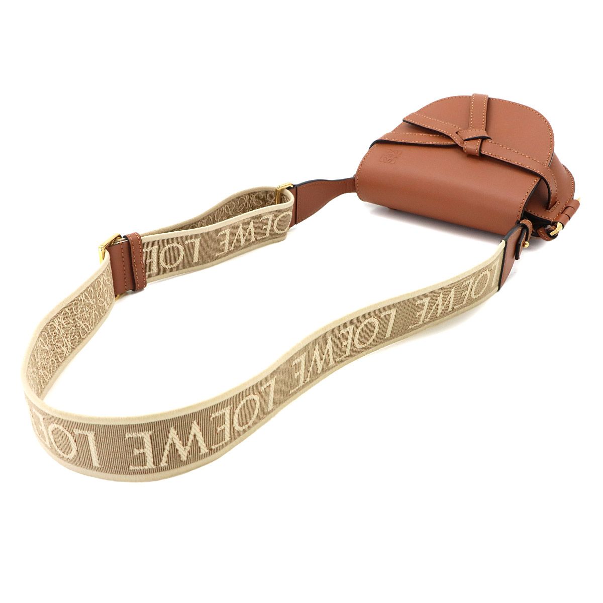 Loewe Gate Dual Mini Shoulder Bag Leather Brown Gold — view 5