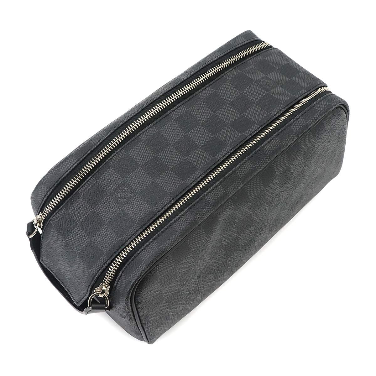 Louis Vuitton Damier Graphite Dopp Kit Hand Bag Black Gray — view 5