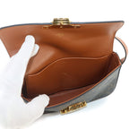 Celine Triomphe Claude Shoulder Bag Leather Tan Black Brown — view 7