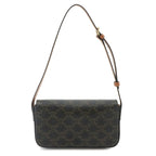 Celine Triomphe Claude Shoulder Bag Leather Tan Black Brown — view 3