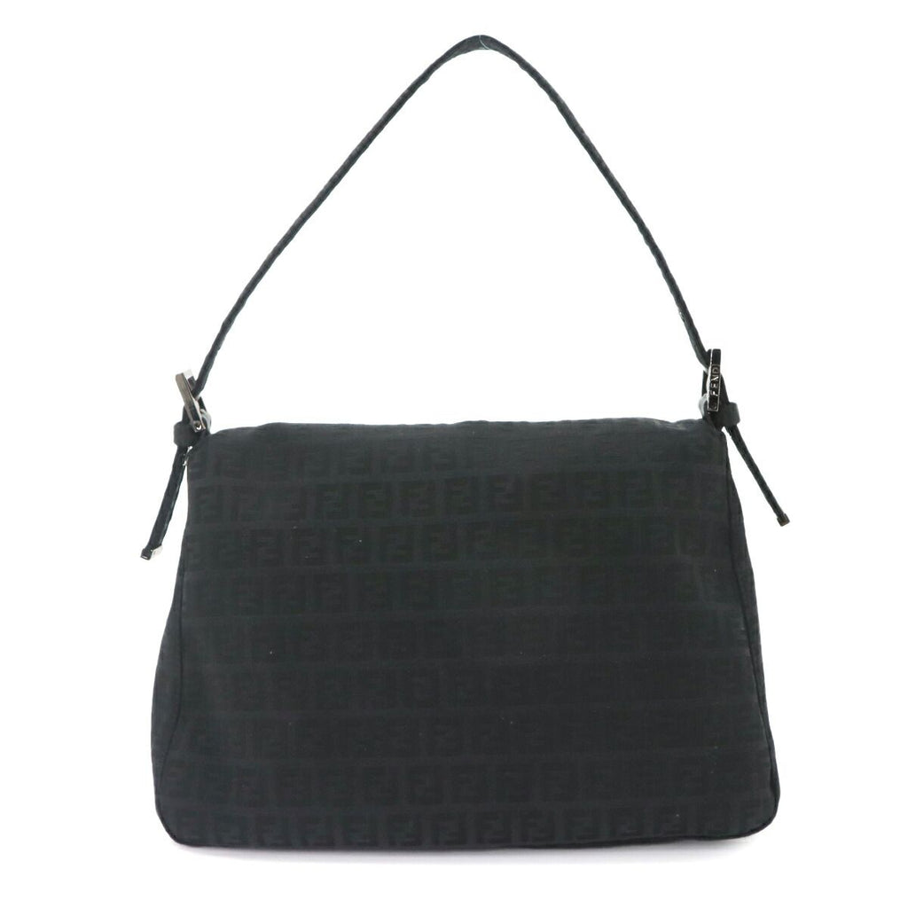 Fendi Zucchino Mamma Bucket Shoulder Bag Canvas Black Silver — view 2