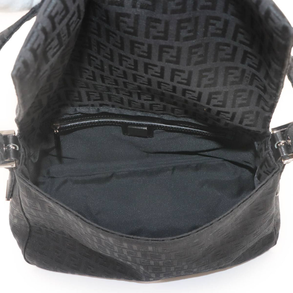 Fendi Zucchino Mamma Bucket Shoulder Bag Canvas Black Silver — view 6