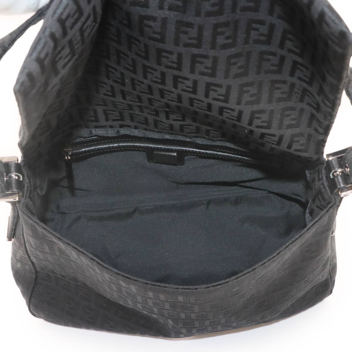 Fendi Zucchino Mamma Bucket Shoulder Bag Canvas Black Silver — view 6