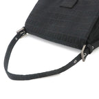 Fendi Zucchino Mamma Bucket Shoulder Bag Canvas Black Silver — view 5