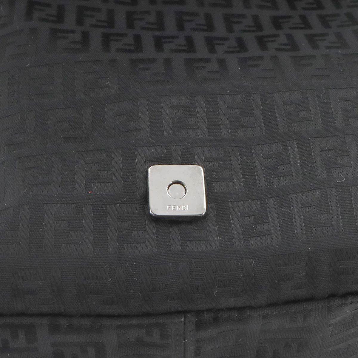 Fendi Zucchino Mamma Bucket Shoulder Bag Canvas Black Silver — view 8