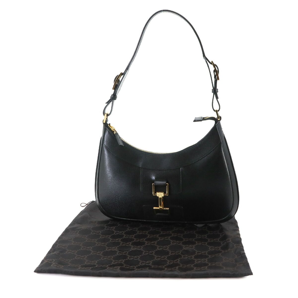 Gucci Shoulder Bag Leather Black Gold — view 2