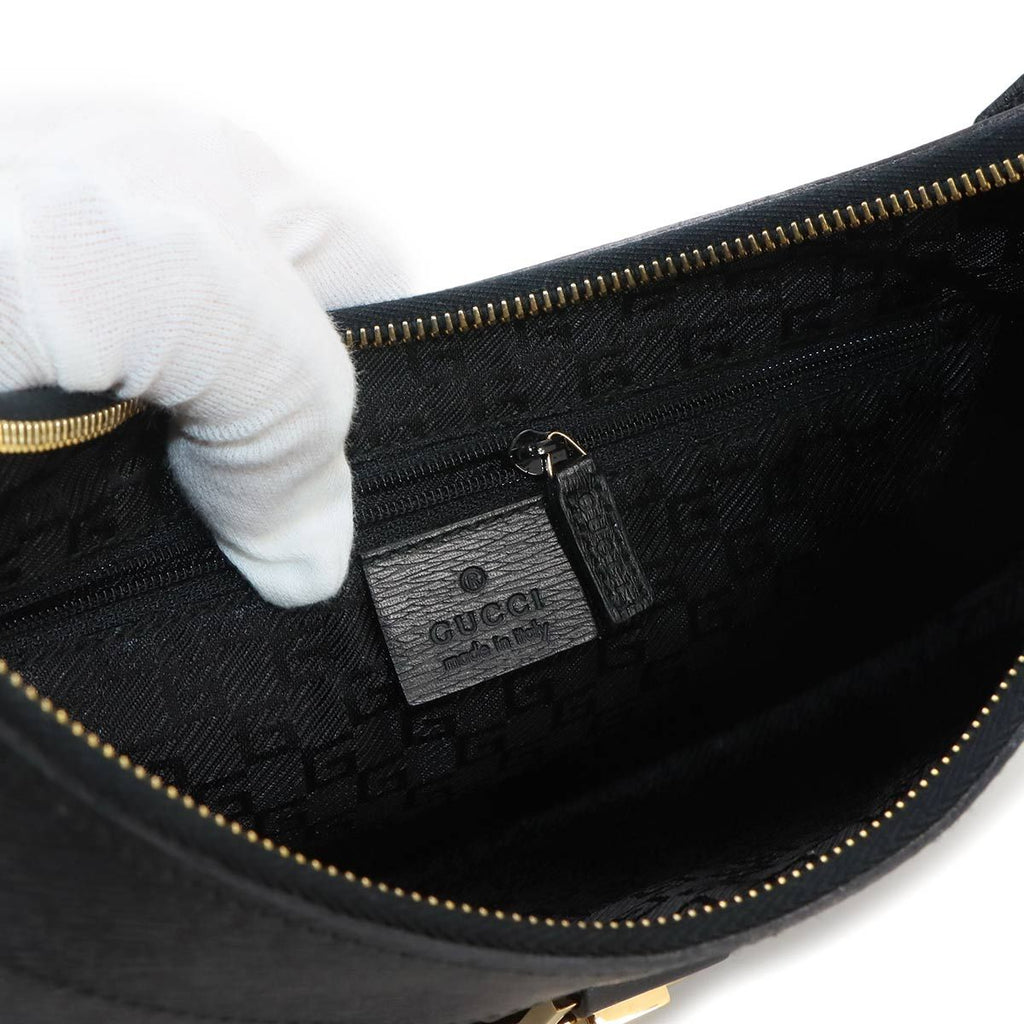Gucci Shoulder Bag Leather Black Gold — view 8