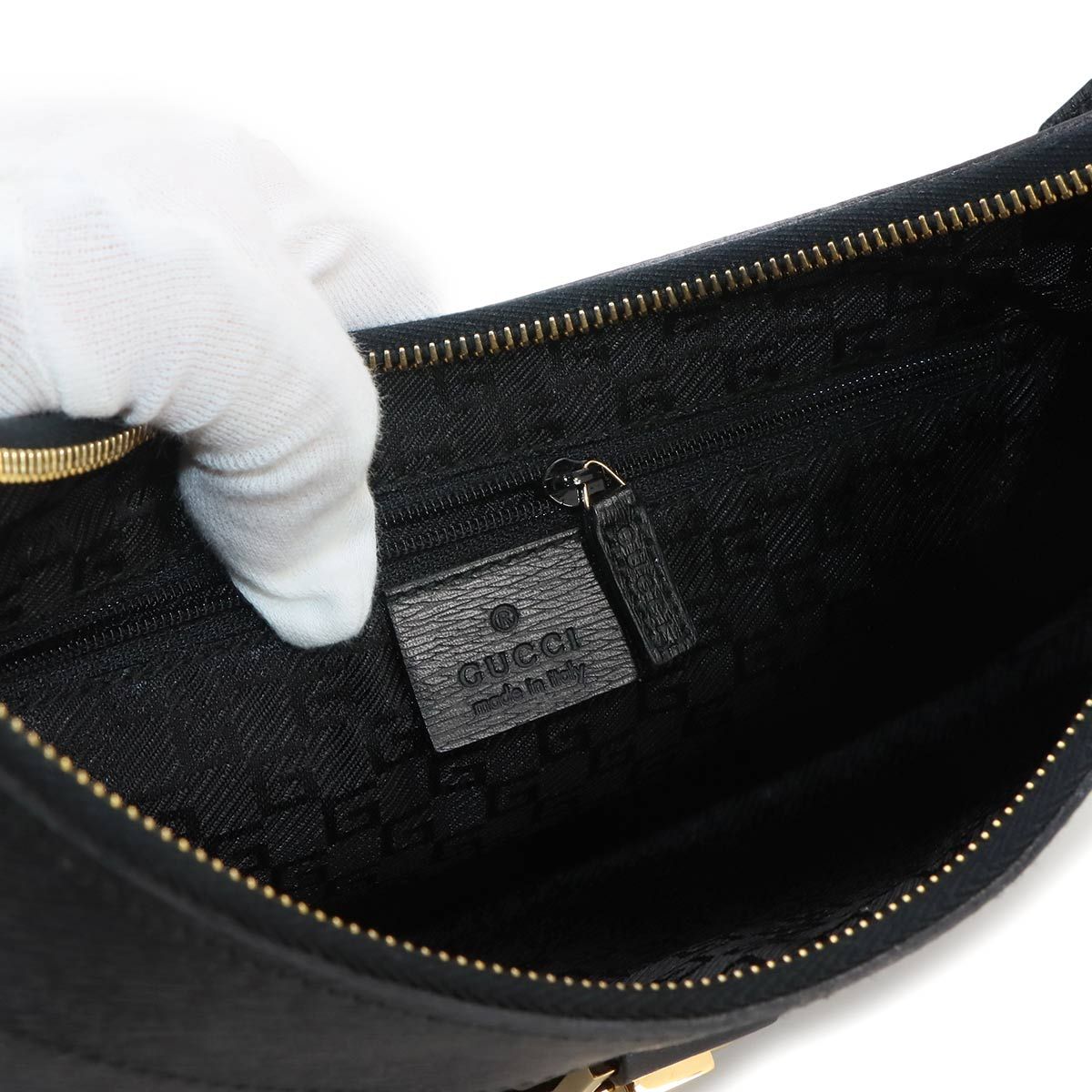Gucci Shoulder Bag Leather Black Gold — view 8