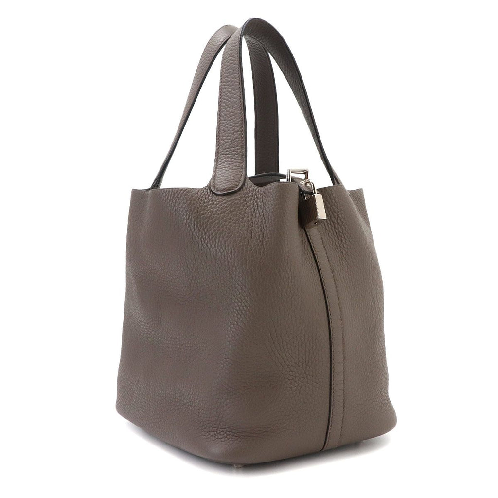 Hermes Picotin Lock MM Hand Bag Taurillon Clemence Etain Silver — view 3