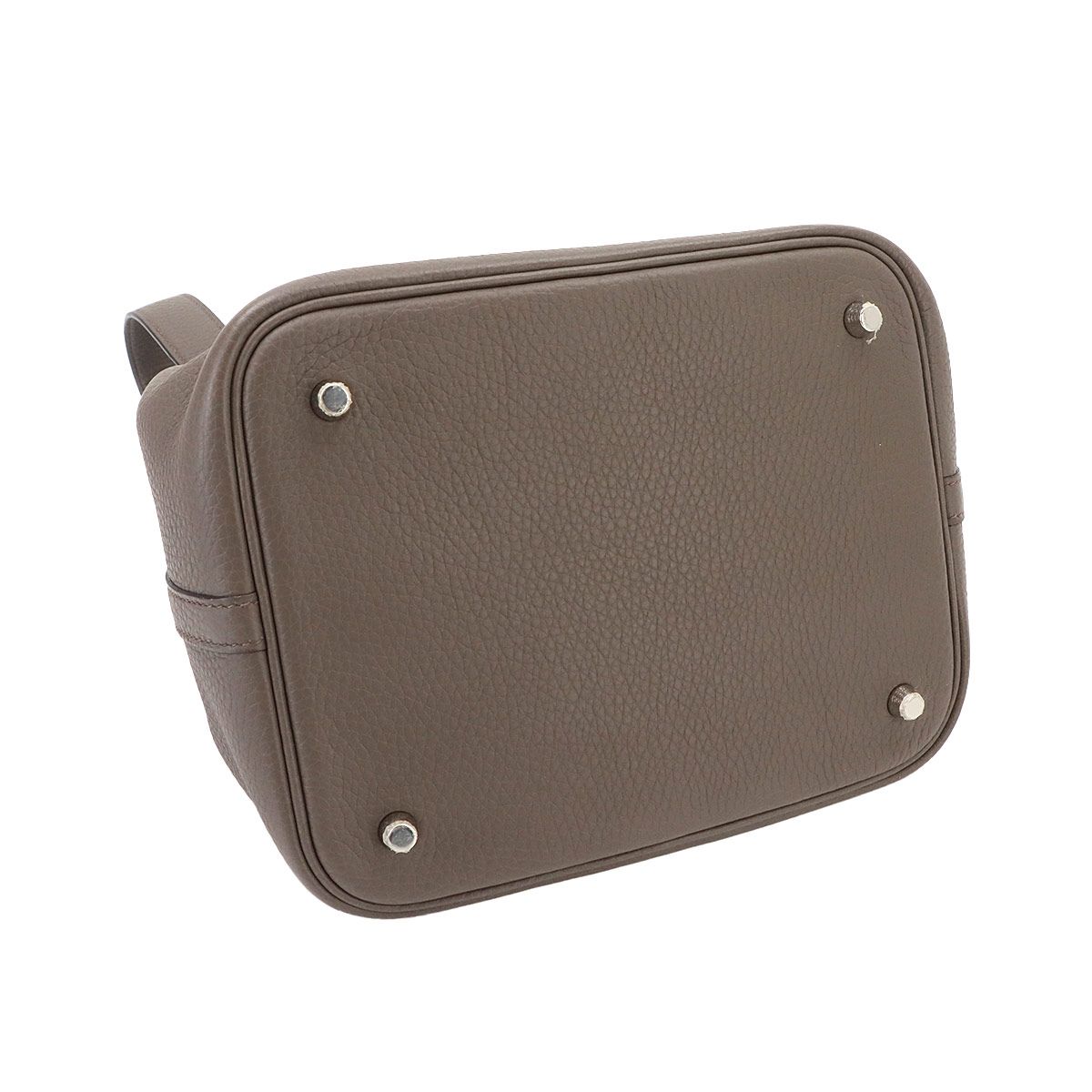 Hermes Picotin Lock MM Hand Bag Taurillon Clemence Etain Silver — view 4
