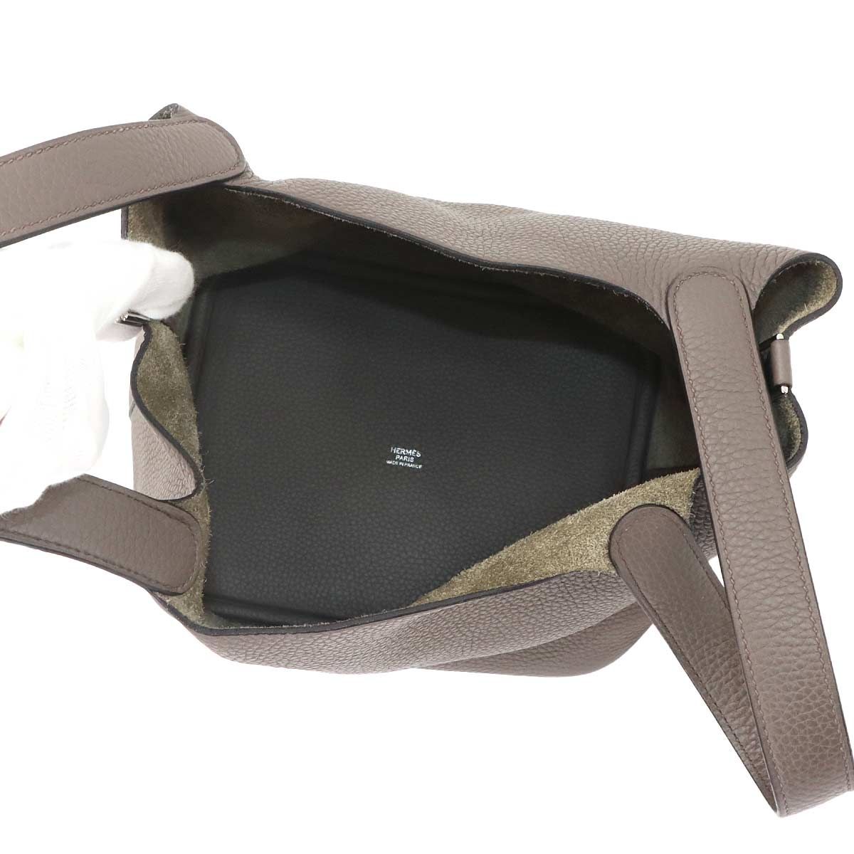Hermes Picotin Lock MM Hand Bag Taurillon Clemence Etain Silver — view 6