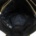 Prada Tote Bag Chain Shoulder Nylon Leather Gold — view 3