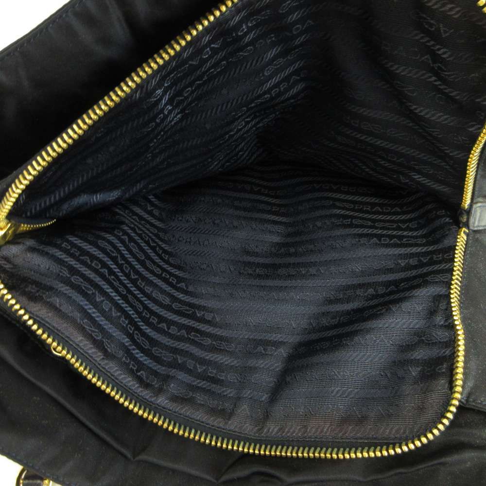 Prada Tote Bag Chain Shoulder Nylon Leather Gold — view 4