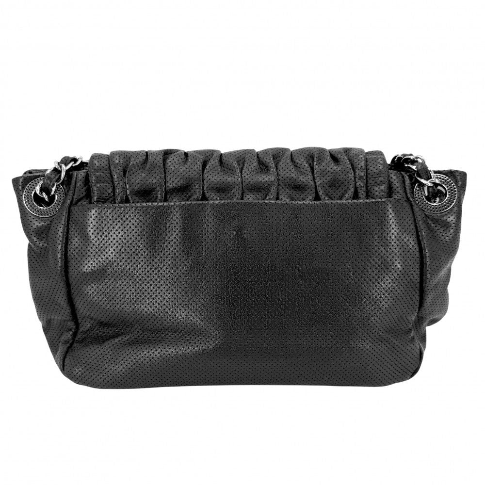 Chanel Shoulder Bag Perforated Mesh Chain Handle CC Logo Coco Leather Black — view 2