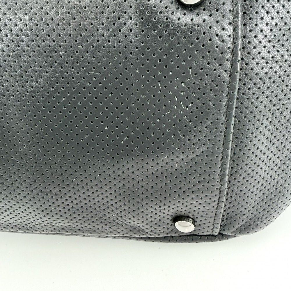 Chanel Shoulder Bag Perforated Mesh Chain Handle CC Logo Coco Leather Black — view 6