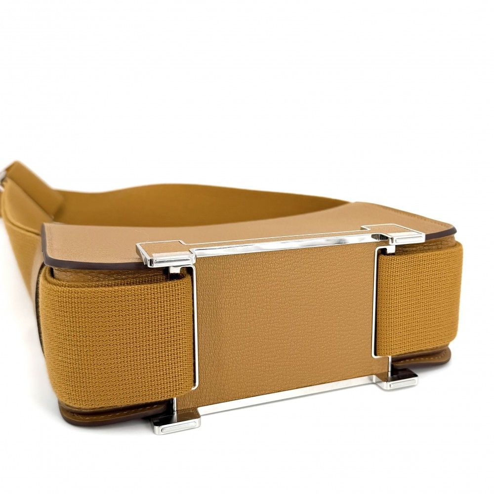 Hermes Shoulder Bag Geta Mount Crossbody Leather Brown Silver — view 3