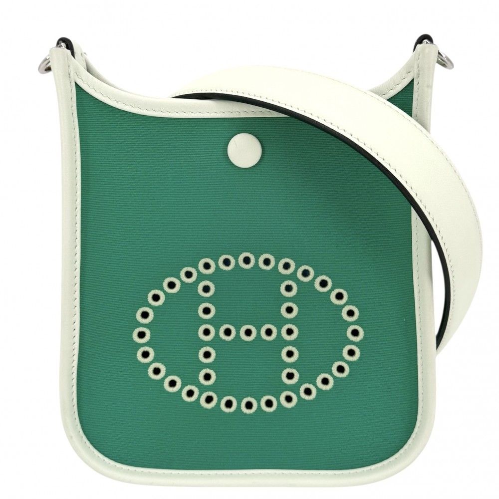 Hermes Shoulder Bag Neo Evelyne TPM Crossbody Neo Green Canvas Leather Mint