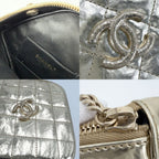 Chanel Shoulder Bag Crossbody Metallic Quilted Chain CC Logo Leather Gold — view 6