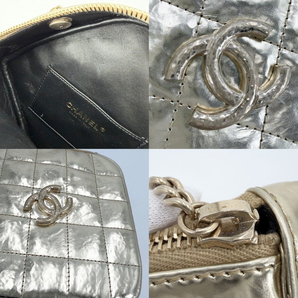 Chanel Shoulder Bag Crossbody Metallic Quilted Chain CC Logo Leather Gold — view 6